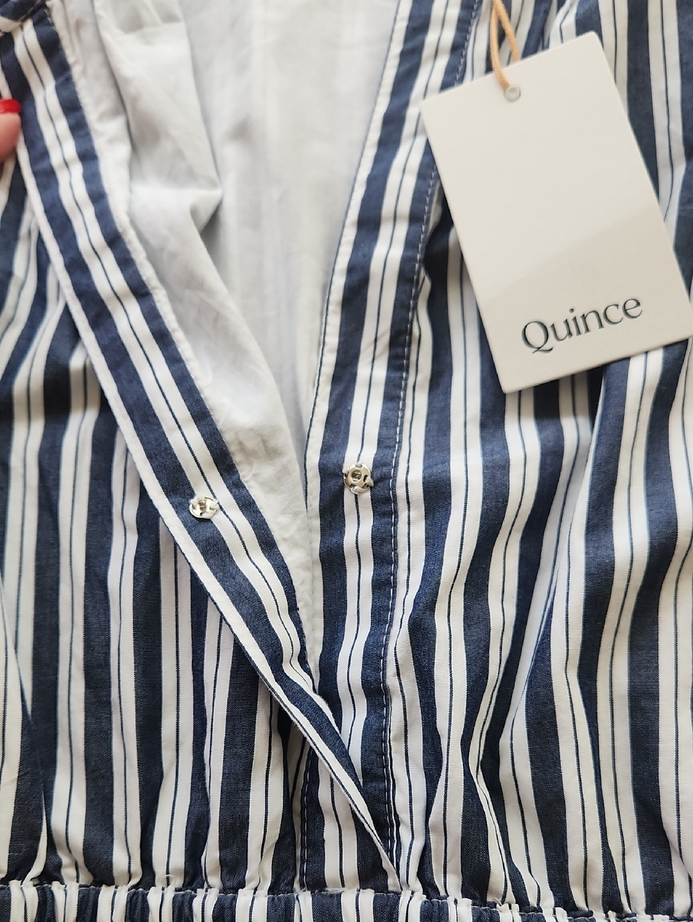 Quince 100% Organic Cotton Poplin Tiered Maxi Dress in Hudson Stripe L - Picture 15 of 17
